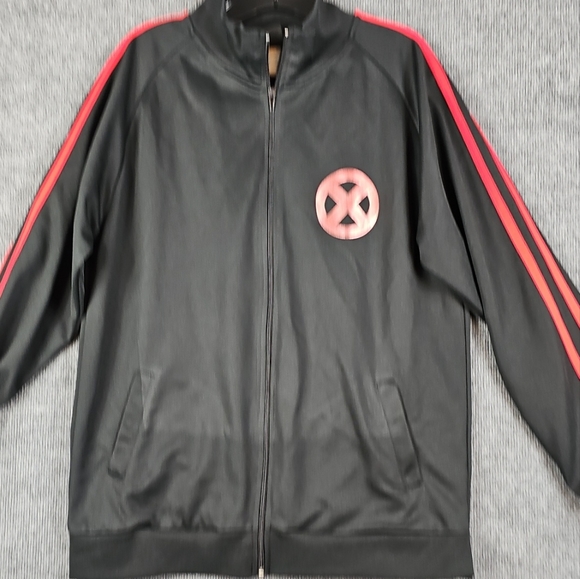 Marvel Mad Engine X-Men Black Jacket Full Zip Red Stripe Sz. 21.5" x 28.5" - Picture 3 of 9